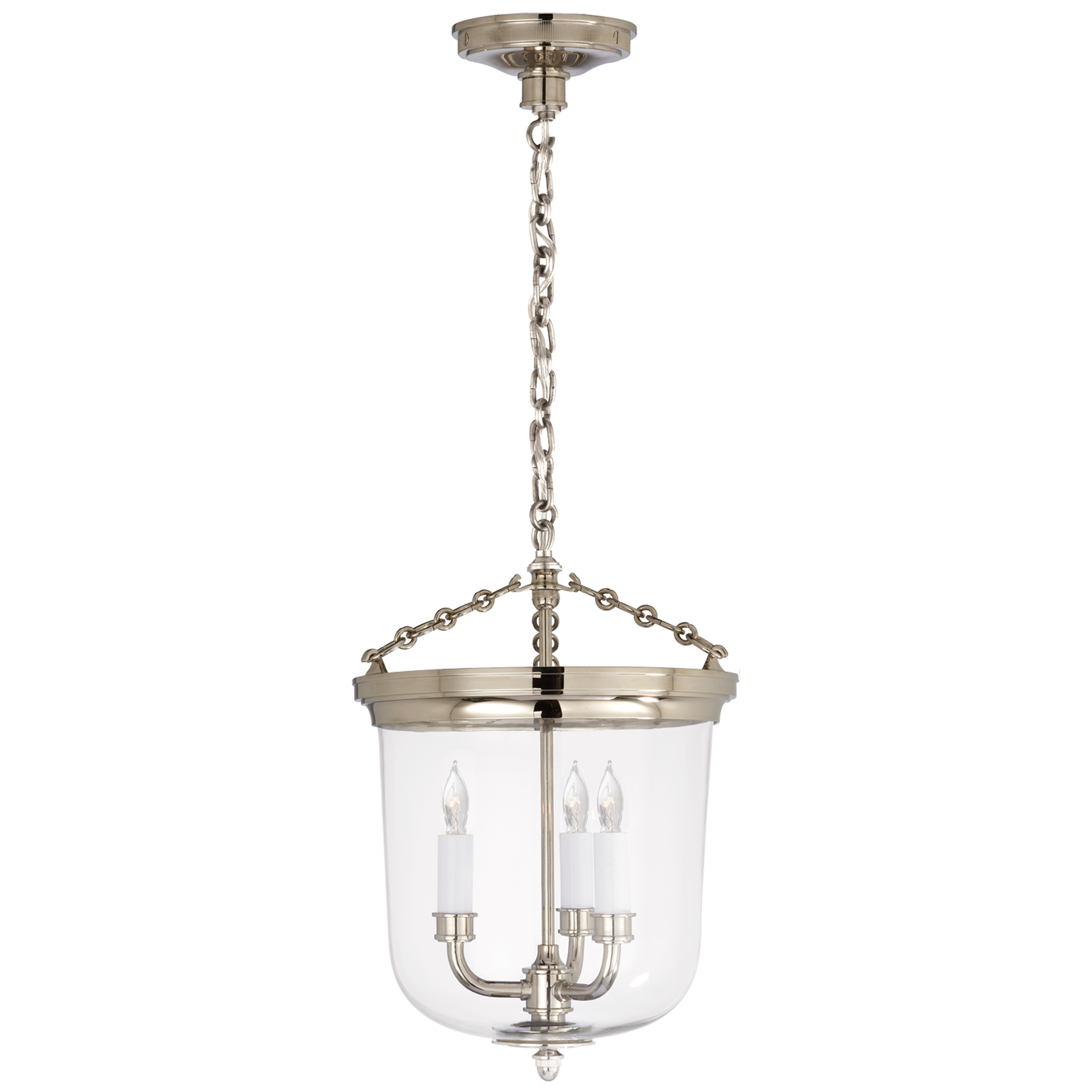 Merchant Lantern in Polished Nickel with Clear Glass