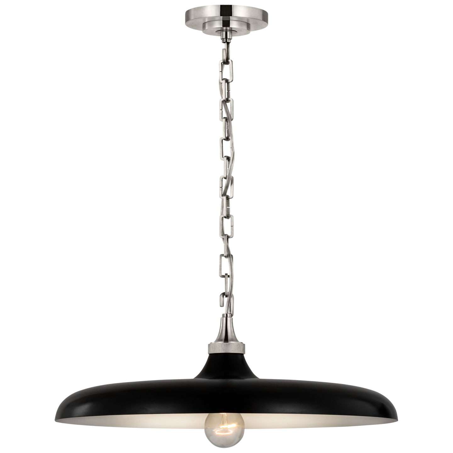 Piatto Medium Pendant in Polished Nickel with Aged Iron Shade