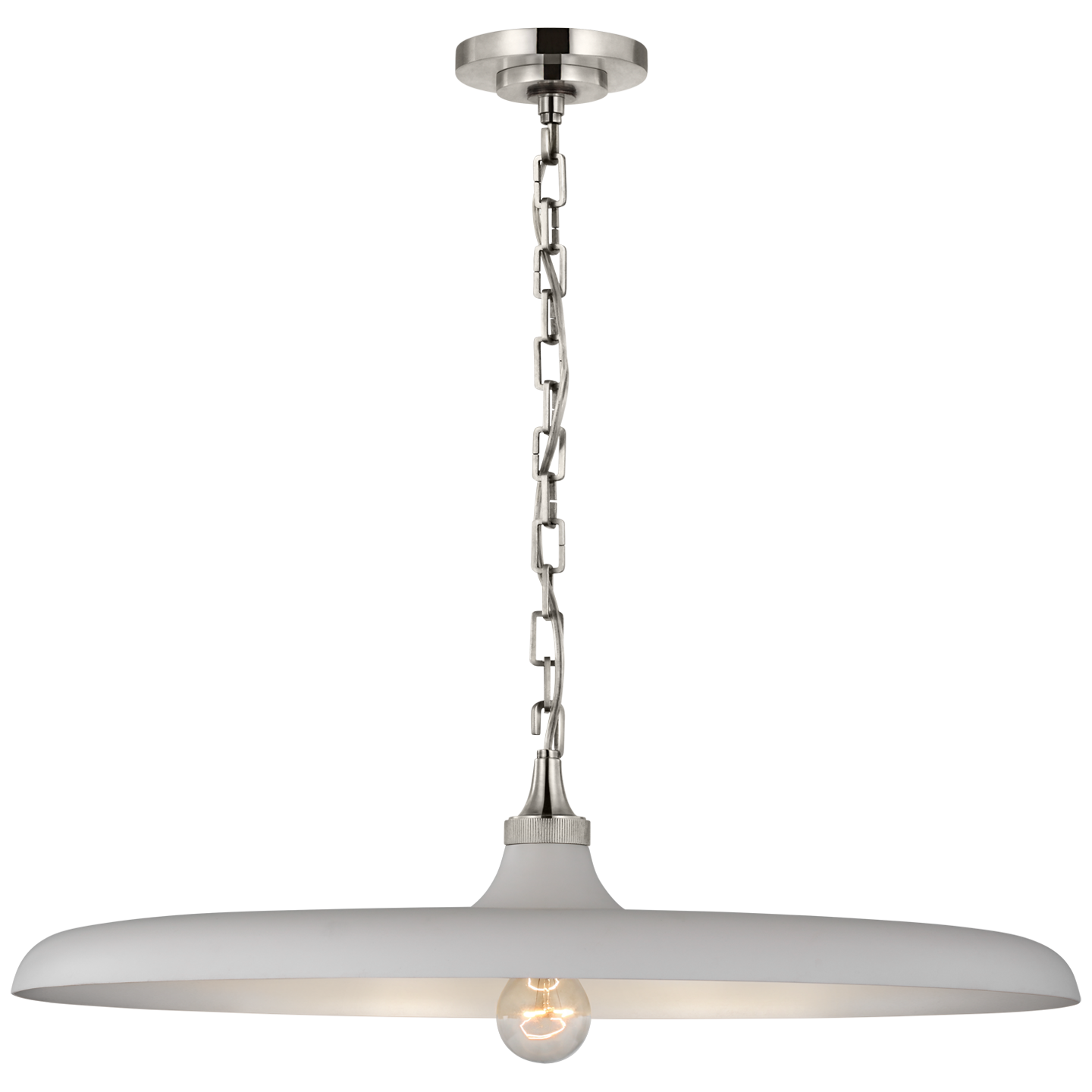 Piatto Large Pendant in Polished Nickel with Plaster White Shade