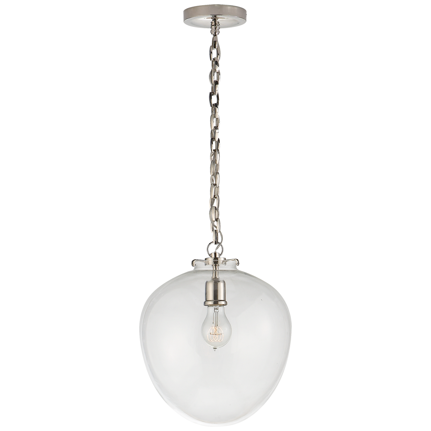 Katie Acorn Pendant in Polished Nickel with Clear Glass