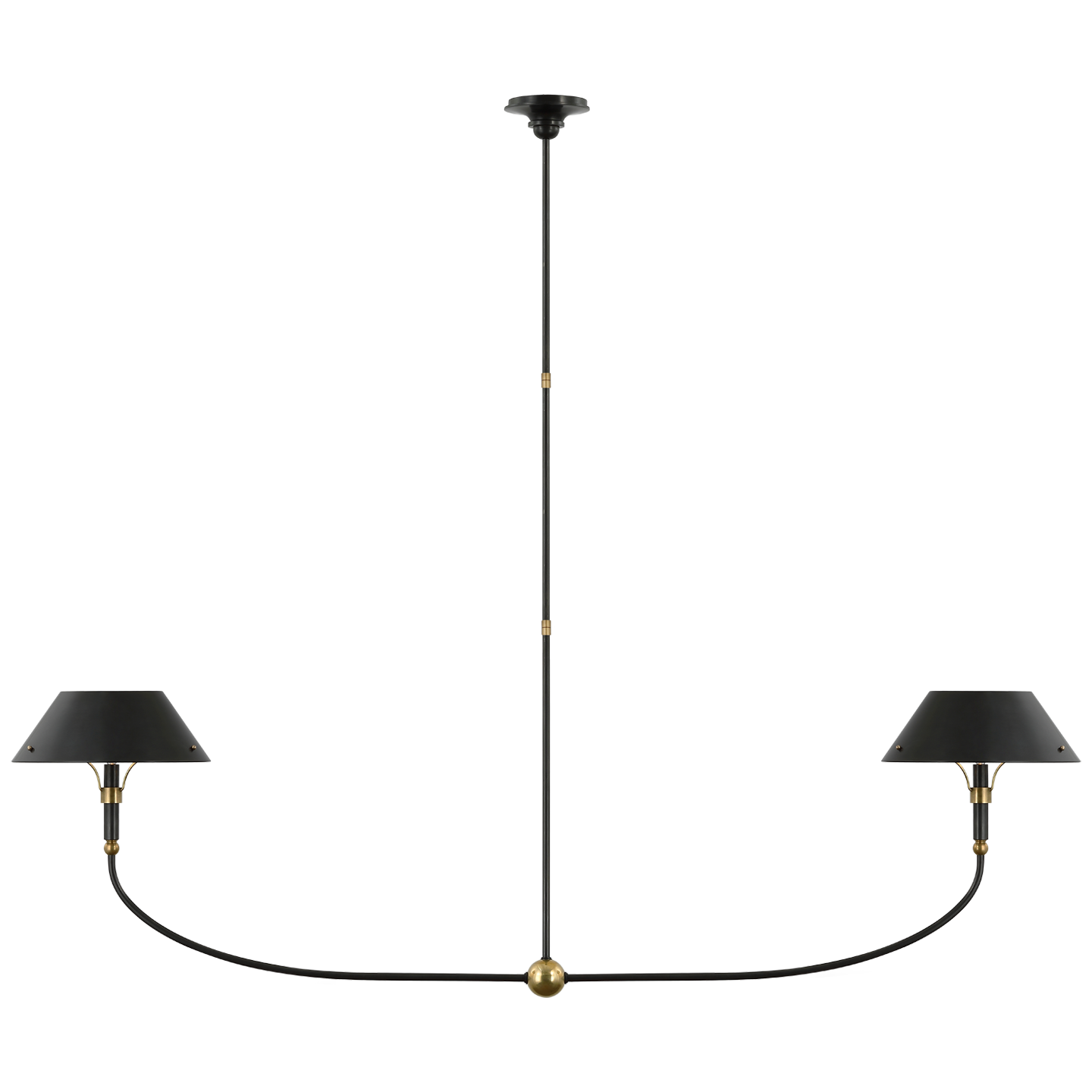 Turlington XL Linear Chandelier in Bronze and Hand-Rubbed Antique Brass with Bronze Shade