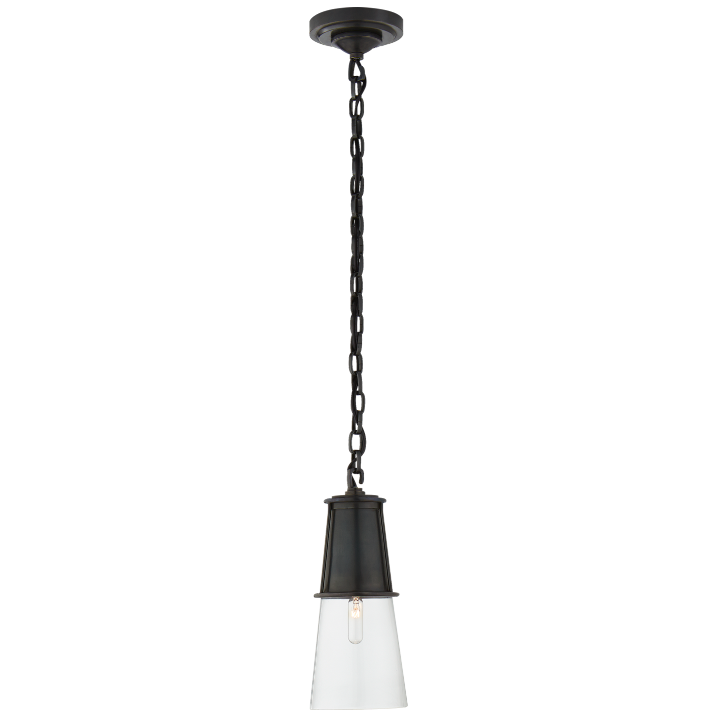Robinson Small Pendant in Bronze with Clear Glass