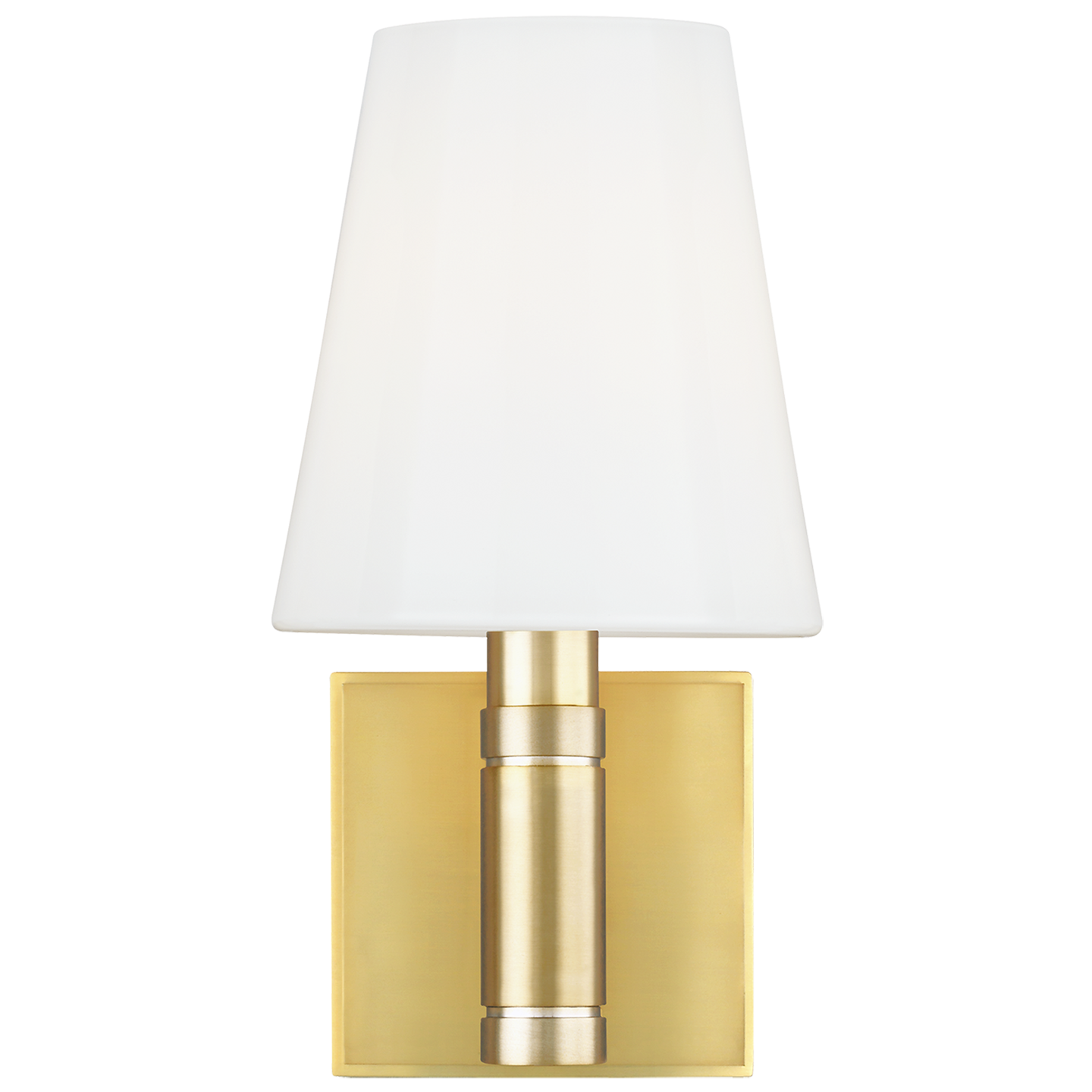 Beckham Classic Square Sconce in Burnished Brass with White Glass