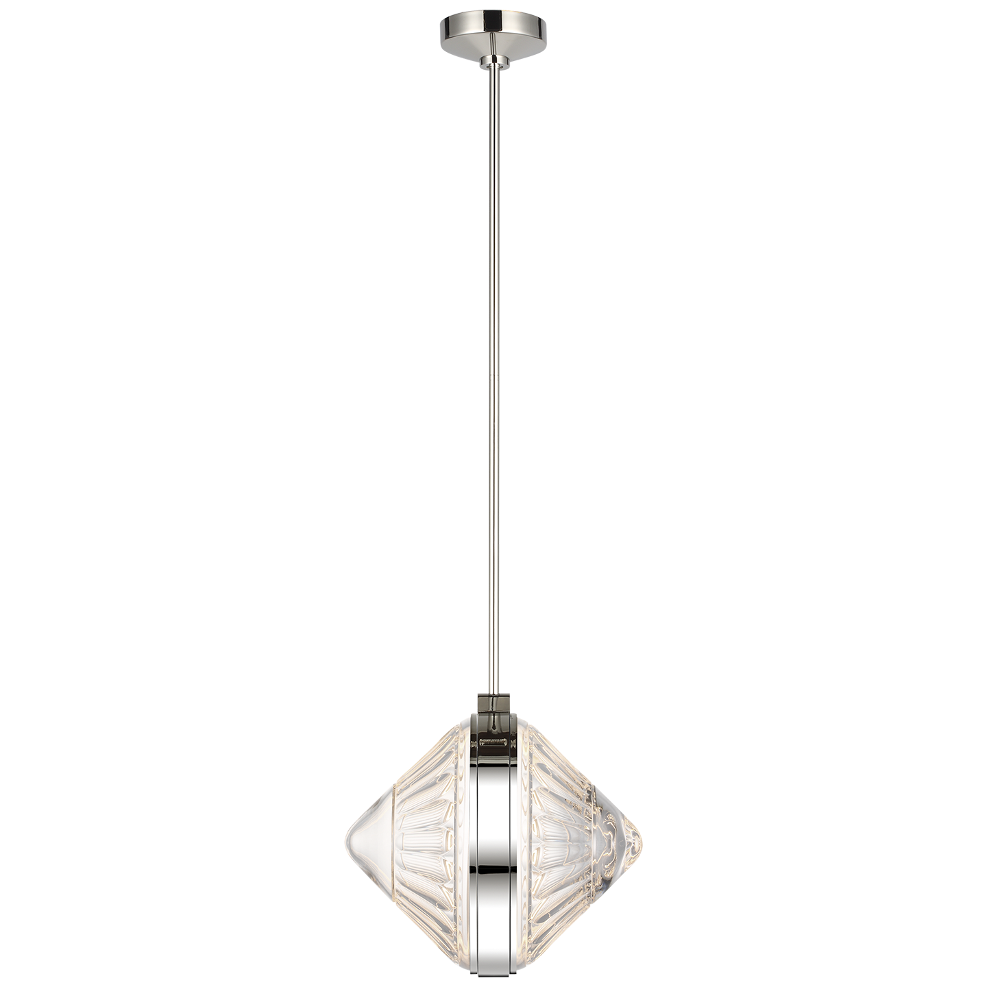 Copper Coast 15" Pendant in Polished Nickel with Olive Cut Clear Crystal