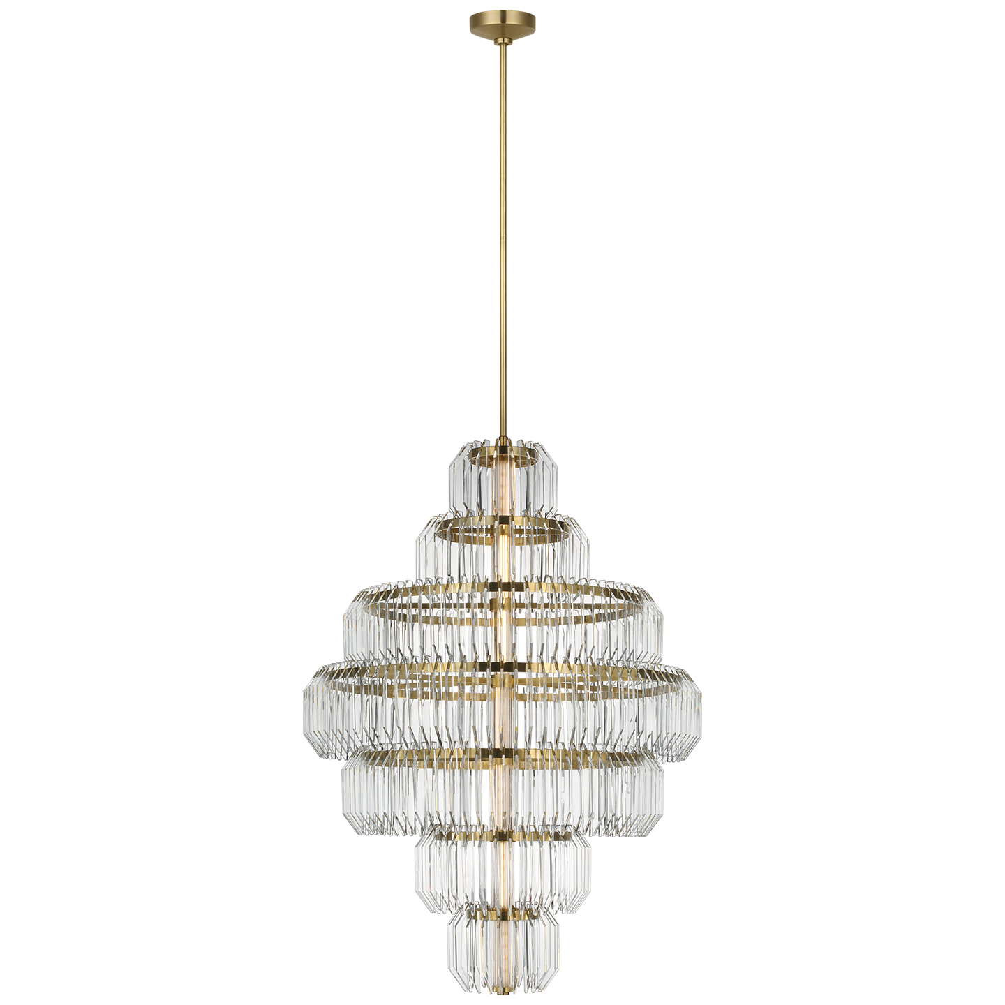 Killarney 32" Layered Chandelier in Natural Brass with Clear Crystal