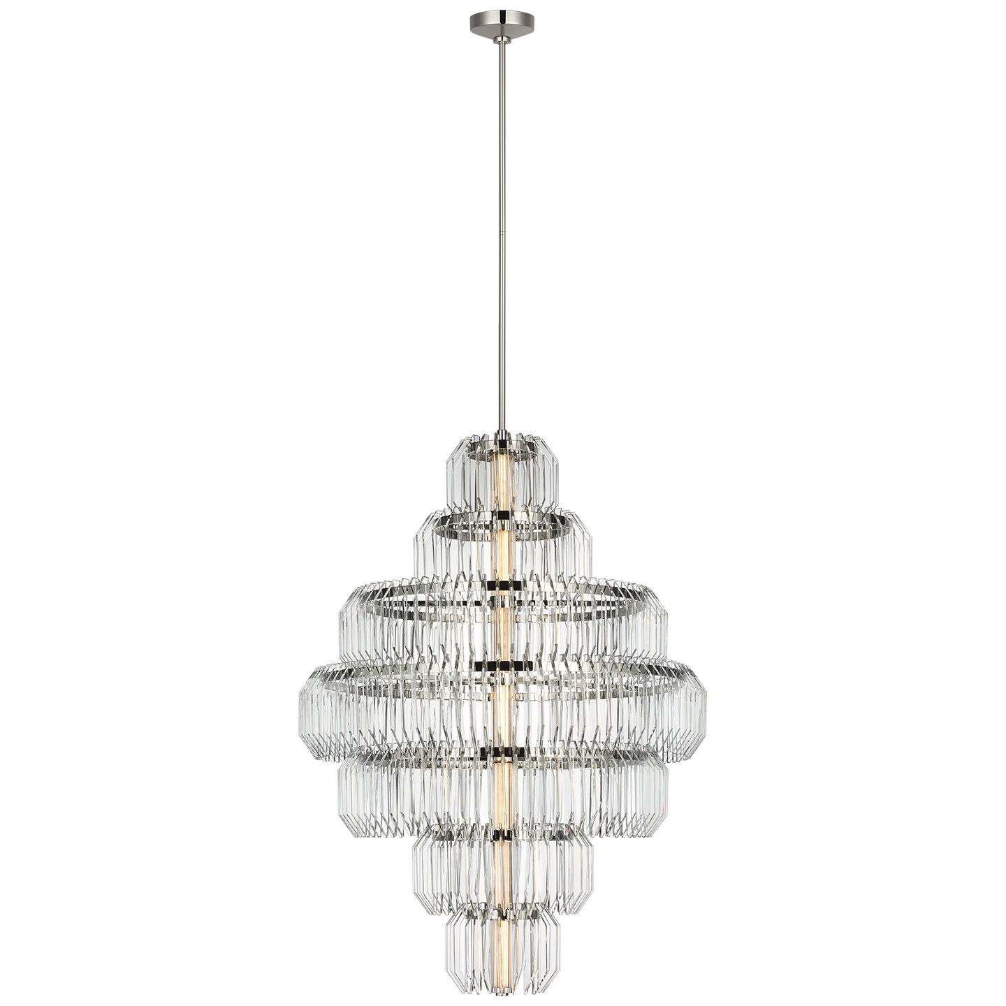 Killarney 32" Layered Chandelier in Polished Nickel with Clear Crystal